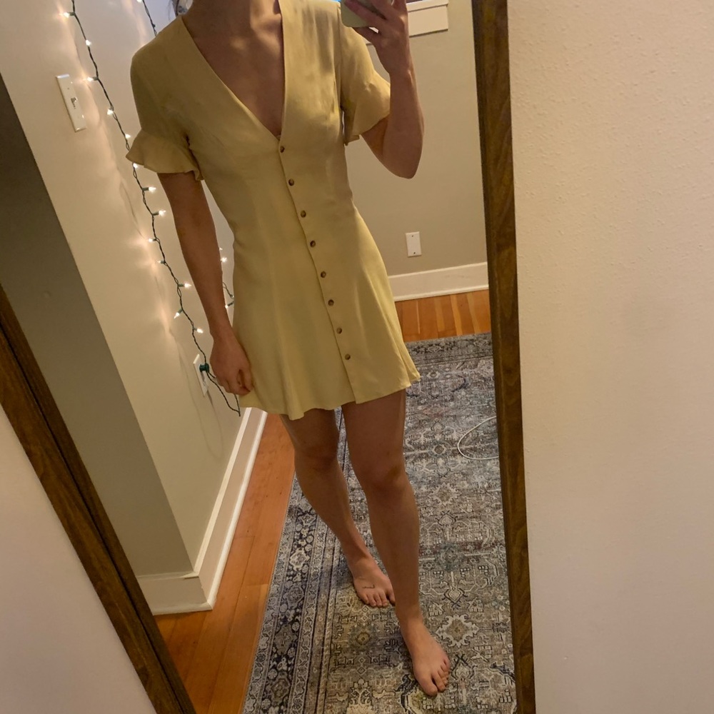 Reformation yellow button down dress